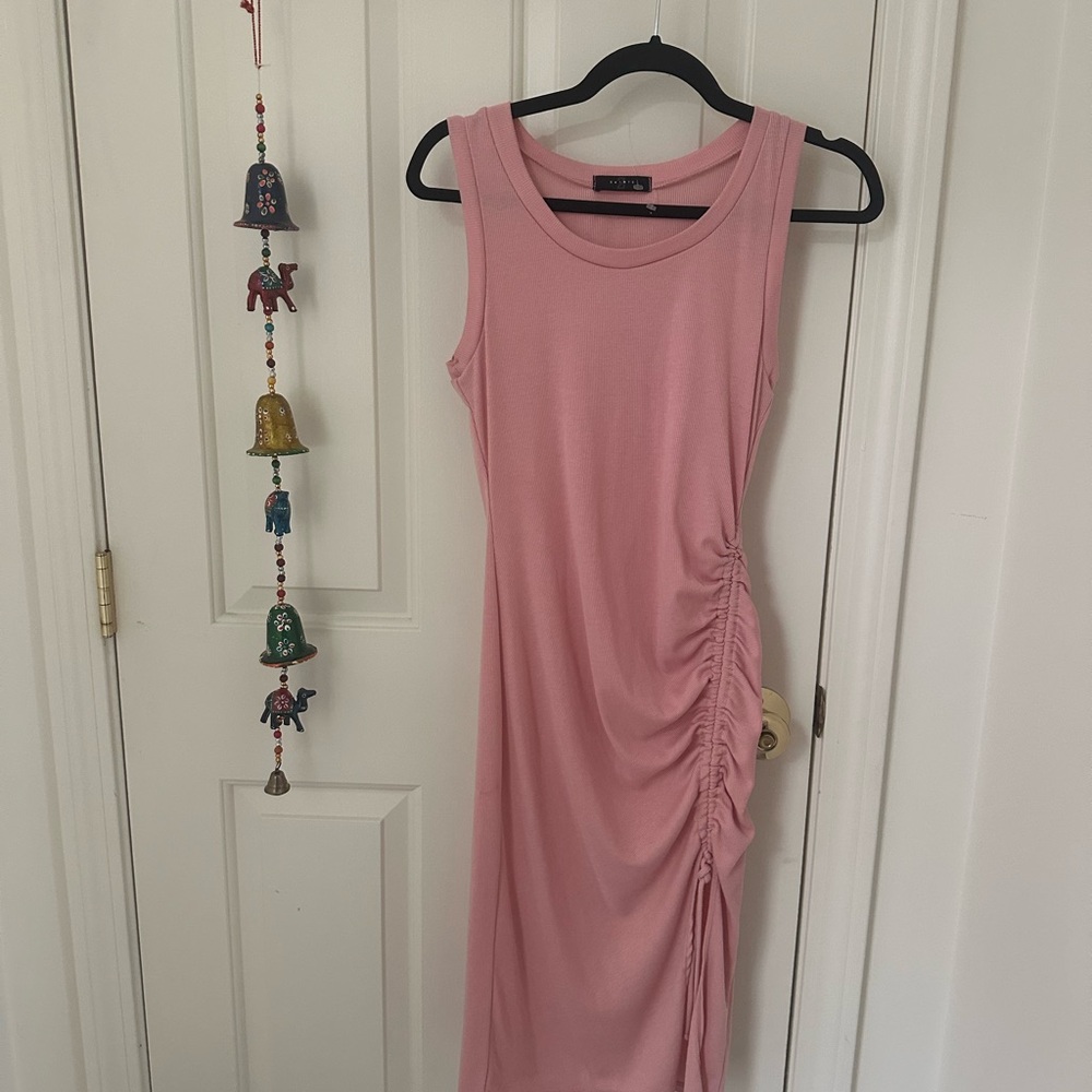 21 Saints Pink Ribbed Sleeveless Dress